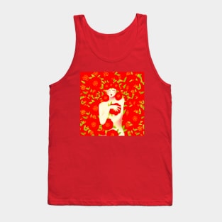 Cute girl with red flowers, version 7 Tank Top